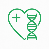 Heart with DNA helix icon representing healthy aging