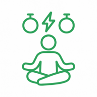 Meditation figure icon representing stress response management